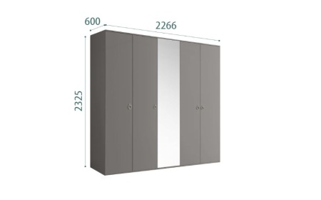 Шкаф 5 дв. с зеркалом Rimini белый