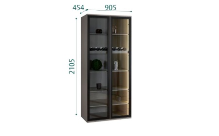 Шкаф 2 дв. (стекло+винный уголок) Aura