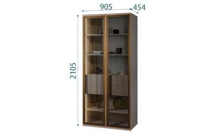 Шкаф 2 дв. (стекло+ящики) Aura