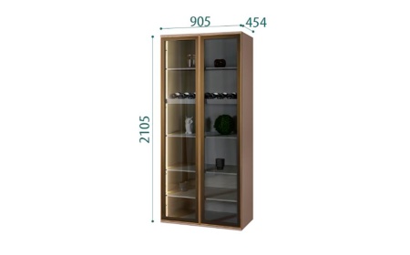 Шкаф 2 дв. (стекло+винный уголок) Aura