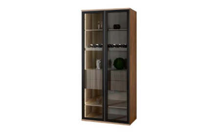 Шкаф 2 дв. (стекло+ящики+винный уголок) Aura