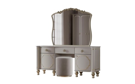 Туалетный стол с зеркалом и пуфом Мария